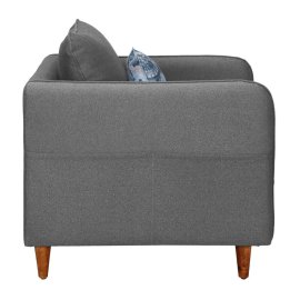 Amelio Velvet 1 Seater Sofa In Charcoal Grey Colour