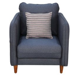 Amelio Velvet 1 Seater Sofa In Blue Colour