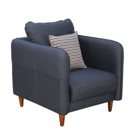 Amelio Velvet 1 Seater Sofa In Blue Colour