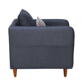 Amelio Velvet 1 Seater Sofa In Blue Colour