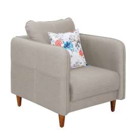 Amelio Velvet 1 Seater Sofa In Beige Colour