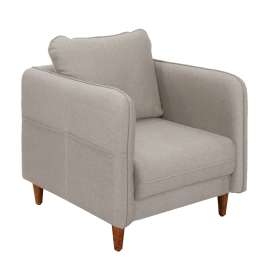 Amelio Velvet 1 Seater Sofa In Beige Colour