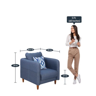 Amelio 1 Seater Sofa In Blue Colour image