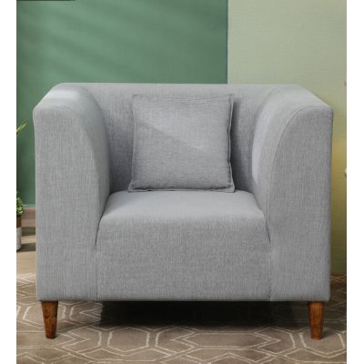 Armando Fabric 1 Seater Sofa In Ash Grey Color