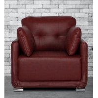 Cedar Leatherette 1 Seater Sofa in Cherry Brown Color