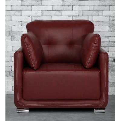 Cedar Leatherette 1 Seater Sofa in Cherry Brown Color