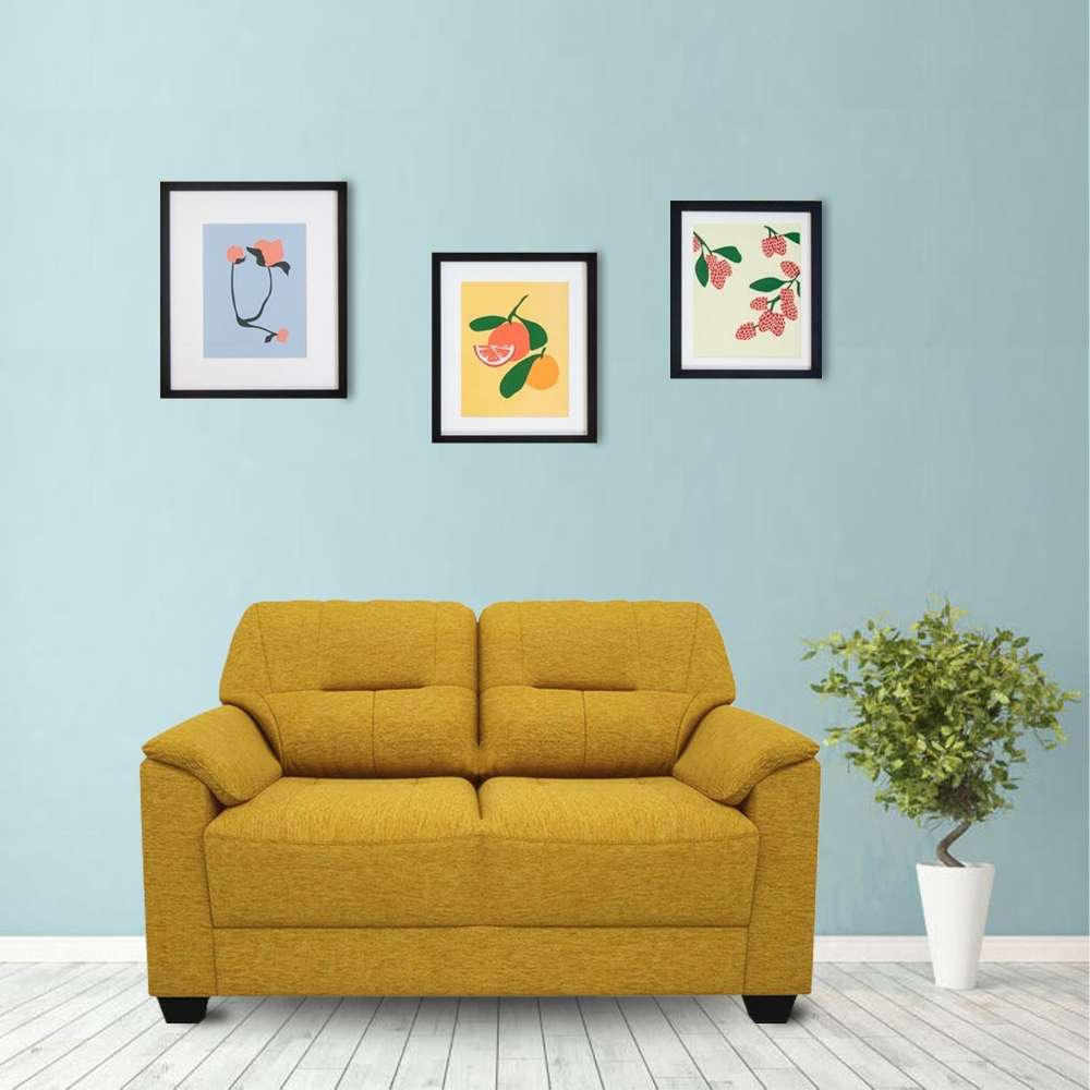 Croma Fabric 2 Seater Sofa in Yellow Color