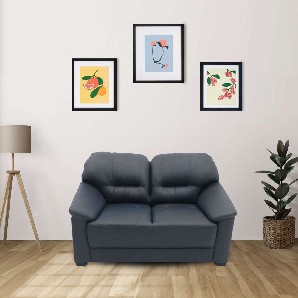 Croma Leatherette 2 Seater Sofa in Dark Blue Color