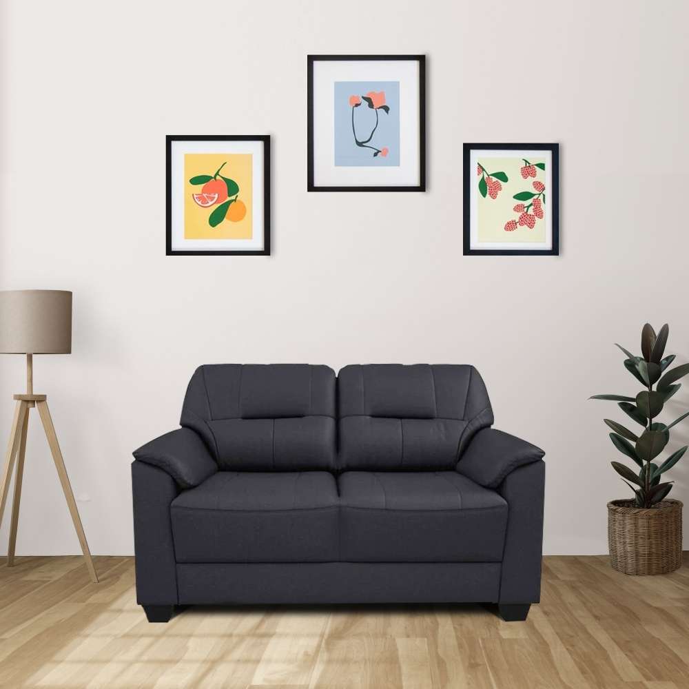 Croma Leatherette 2 Seater Sofa in Black Color