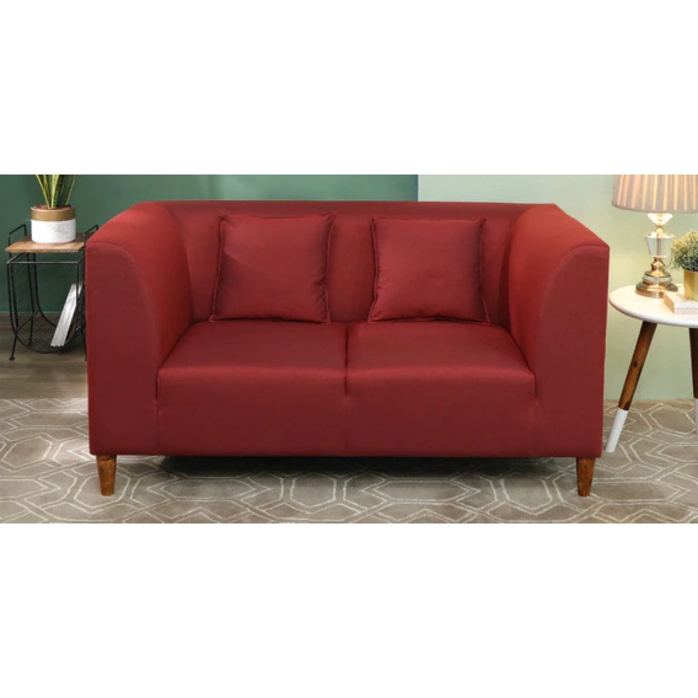 Armando Fabric 2 Seater Sofa In Garnet Red Color