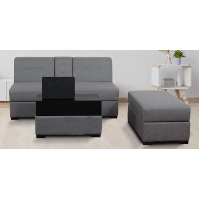 Diego Fabric 2 Seater Sofa in Grey Colour with Storage