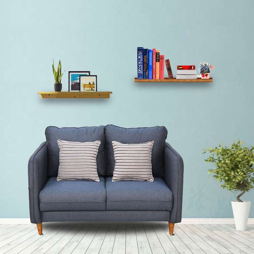 Amelio Velvet 2 Seater Sofa In Blue Colour