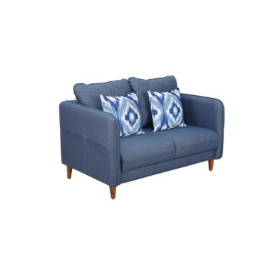 Amelio Velvet 2 Seater Sofa In Blue Colour image