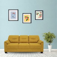 Croma Fabric 3 Seater Sofa in Yellow Color