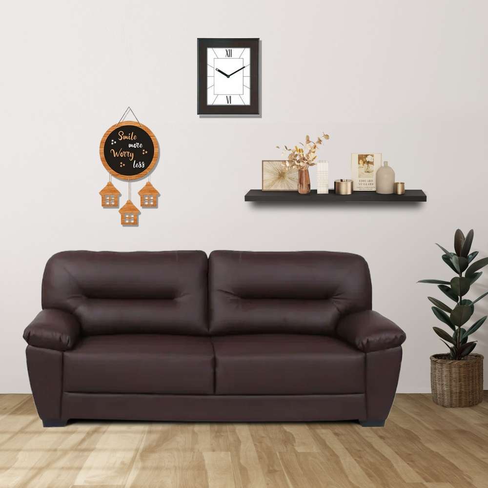 Napa Leatherette 3 Seater Sofa in Brown Color