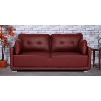 Cedar Leatherette 3 Seater Sofa in Cherry Brown Color