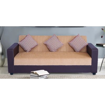 Berline Leatherette 3 Seater Sofa in Beige & Brown Colour