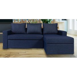 Luke Fabric Pull-Out Sofa Cum Bed in Dark Blue Color with Storage