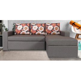 Luke Fabric RHS Pull-Out Sofa Cum Bed in Dark Grey & Multi Colour with Storage