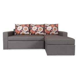 Luke Fabric RHS Pull-Out Sofa Cum Bed in Dark Grey & Multi Colour with Storage