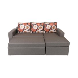 Luke Fabric RHS Pull-Out Sofa Cum Bed in Dark Grey & Multi Colour with Storage