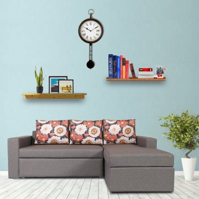 Luke Fabric RHS Pull-Out Sofa Cum Bed in Dark Grey & Multi Colour with Storage