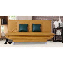 Dolphin Leatherette Convertible Sofa Cum Bed in Yellow Colour