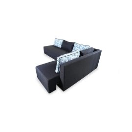 Eva LHS Lounger Pull-Out Sofa Cum Bed With Storage In Dark Grey Colour