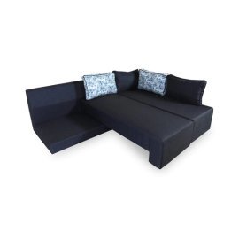 Eva LHS Lounger Pull-Out Sofa Cum Bed With Storage In Dark Grey Colour