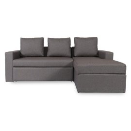 Luke Fabric RHS Pull-Out Sofa Cum Bed in Dark Grey Colour with Storage