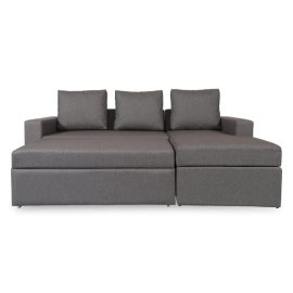 Luke Fabric RHS Pull-Out Sofa Cum Bed in Dark Grey Colour with Storage