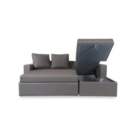 Luke Fabric RHS Pull-Out Sofa Cum Bed in Dark Grey Colour with Storage