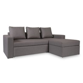 Luke Fabric RHS Pull-Out Sofa Cum Bed in Dark Grey Colour with Storage