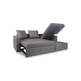 Luke Fabric RHS Pull-Out Sofa Cum Bed in Dark Grey Colour with Storage