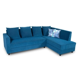 Jordan Fabric LHS Sectional Sofa ( 3+ Lounger) in Blue Colour