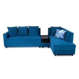 Jordan Fabric LHS Sectional Sofa ( 3+ Lounger) in Blue Colour