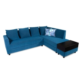 Jordan Fabric LHS Sectional Sofa ( 3+ Lounger) in Blue Colour