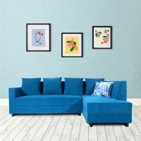 Jordan Fabric LHS Sectional Sofa ( 3+ Lounger) in Blue Colour