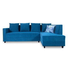 Jordan Fabric LHS Sectional Sofa ( 3+ Lounger) in Blue Colour