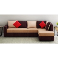 Jordan Fabric LHS Sectional Sofa in Beige & Brown Colour