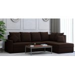 Jordan Fabric LHS Sectional Sofa(3+ Lounger)in Brown Colour