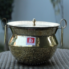 Buy Brass Kadahi  Brass Kadahi with Lid – Indian Bartan