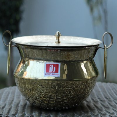 Indian Bartan Brass sipri /handi with lid 2lt